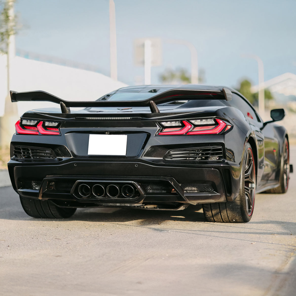 2020-2026 Chevy Corvette C8 Rear Diffuser Lip + Exhaust Muffler Pipe