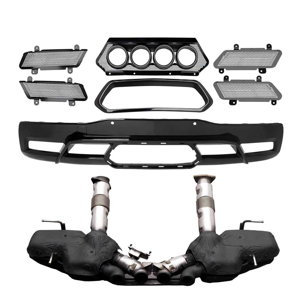 2020-2026 Chevy Corvette C8 Rear Diffuser Lip + Exhaust Muffler Pipe
