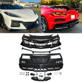 Front Rear Bumpers Silver Exhaust Trunk Spoiler for Corvette C8 2020-2026