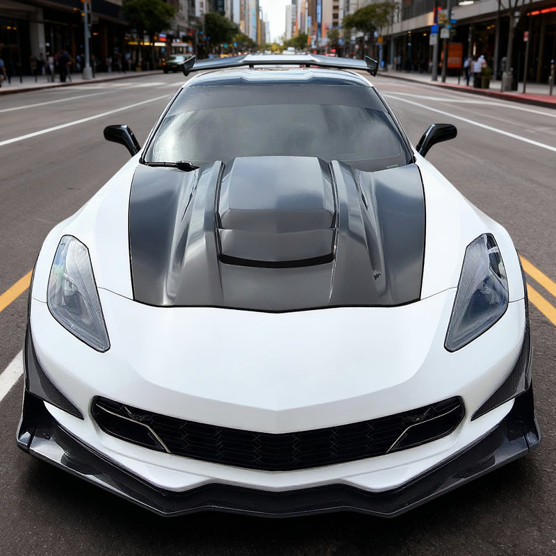 2014-2019 Chevy Corvette C7 ZR1 Style Hood Scoop Vent Black Aluminum