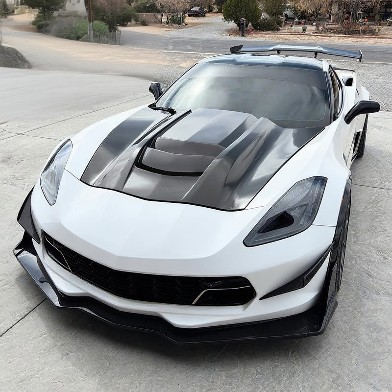 2014-2019 Chevy Corvette C7 ZR1 Style Hood Scoop Vent Black Aluminum