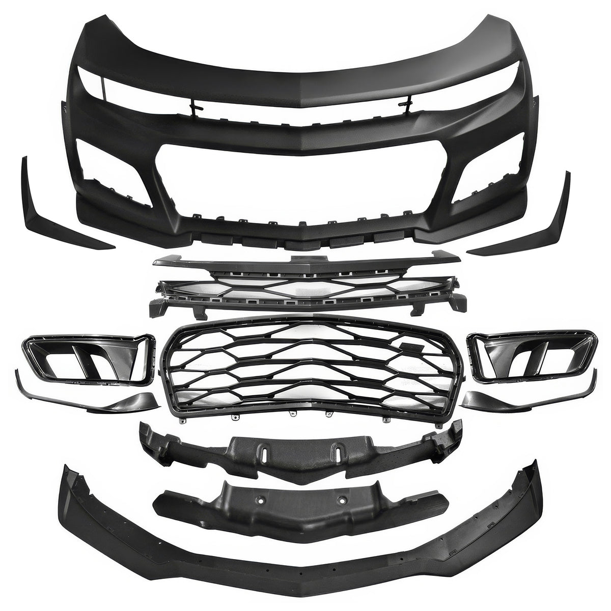2019-2024 Chevy Camaro ZL1 Style Front Bumper Guard Cover + Canards PP