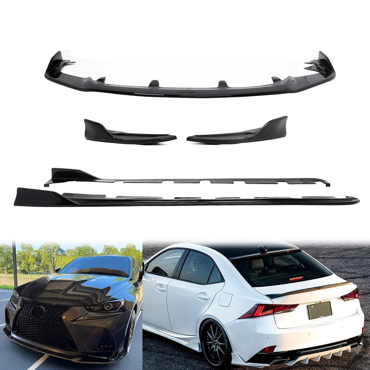 2017-2020 Lexus IS AR Style Gloss Black Lip& Rear Aprons& Side Skirts