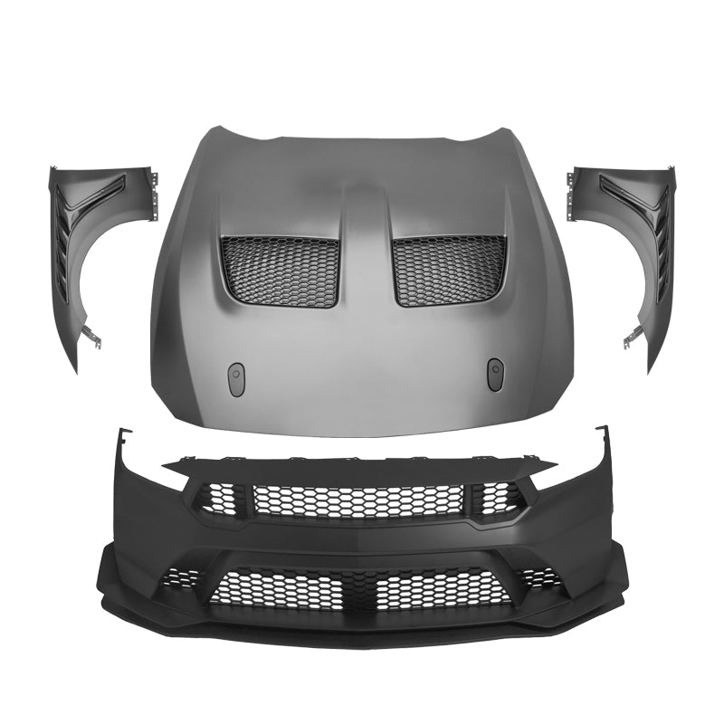 2024-2026 Mustang GTD Style Front Bumper Cover + Hood + Fender (Matte Lip)