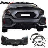 2016-2021 Honda Civic Sedan TR Style Rear Bumper Cover W/Fender Flares