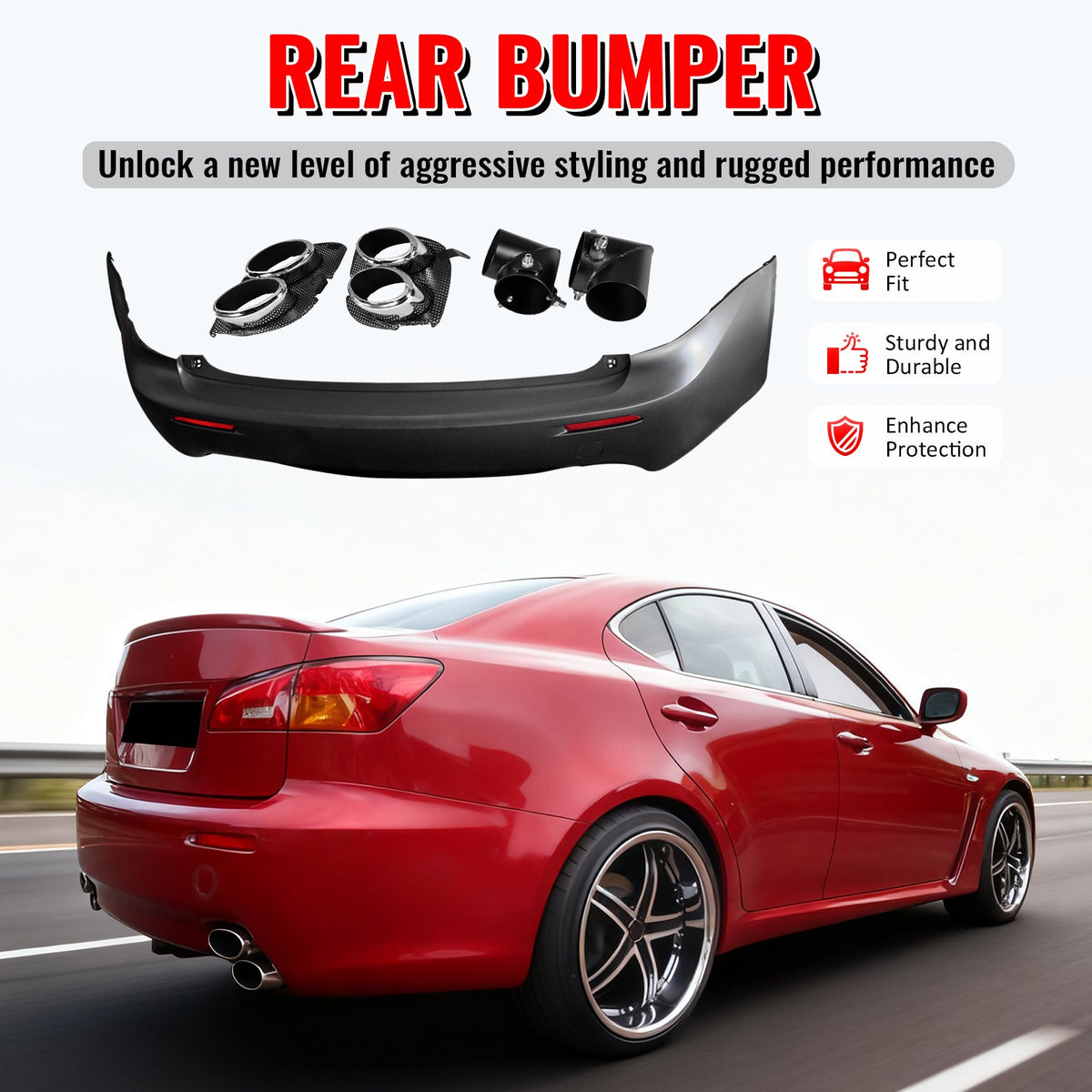 2006-2013 Lexus IS250 IS F Style Rear Bumper Cover W/O PDC W/Muffler