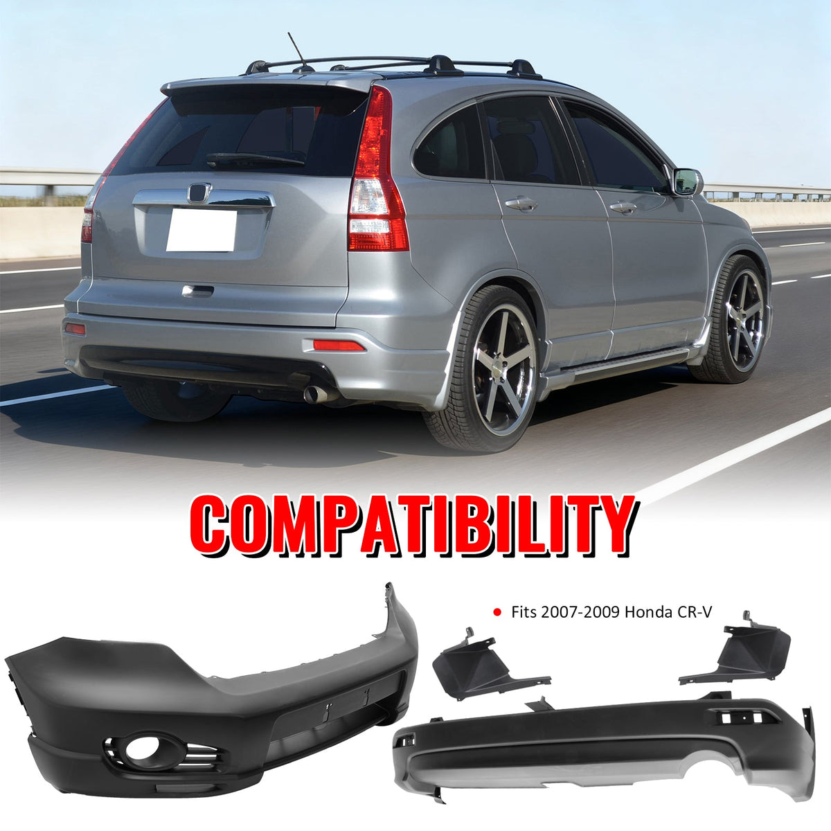 2007-2009 Honda CR-V CRV MD Style Front + Rear Bumper Cover PP