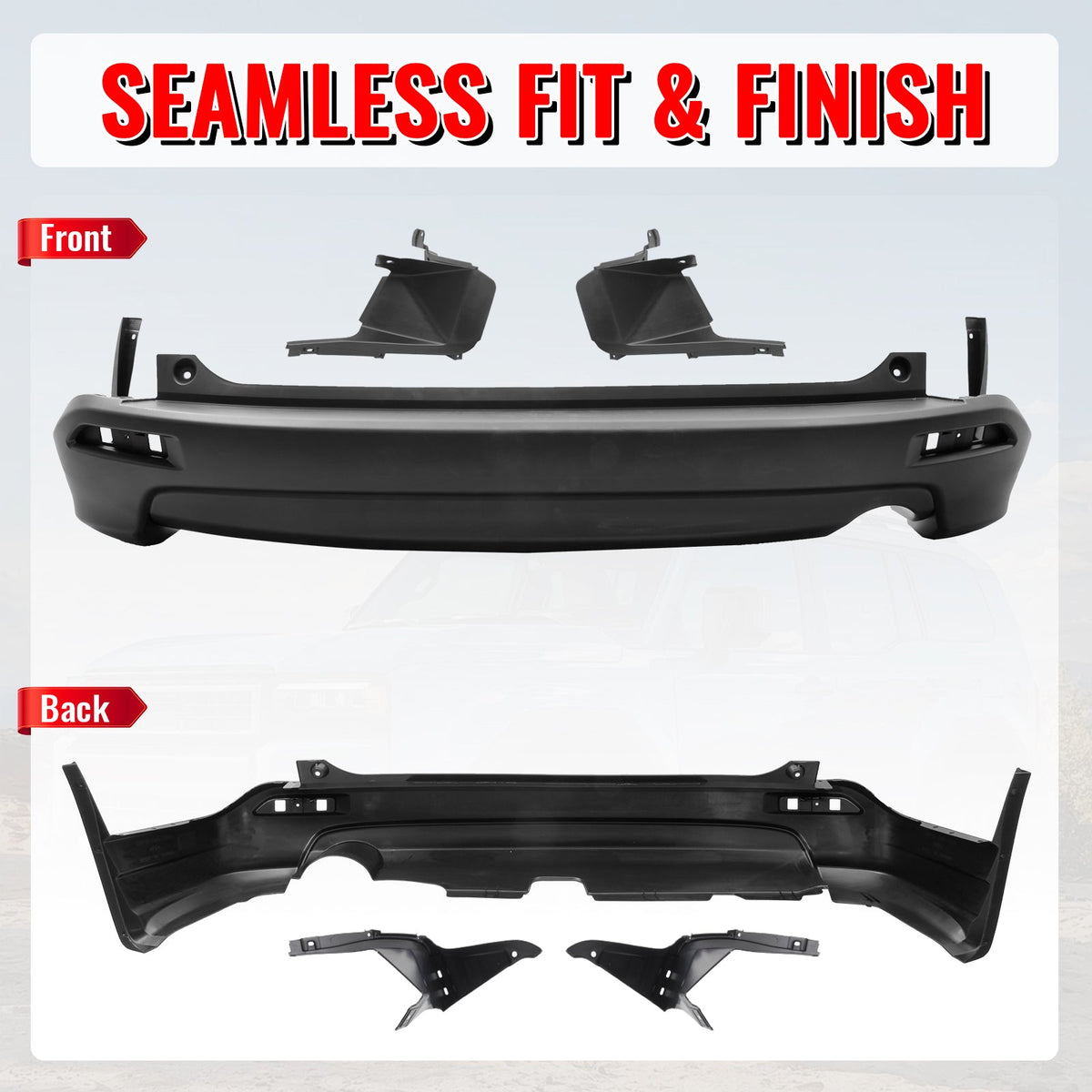 2007-2009 Honda CR-V CRV MD Style Rear Bumper Cover & Side Bracket PP