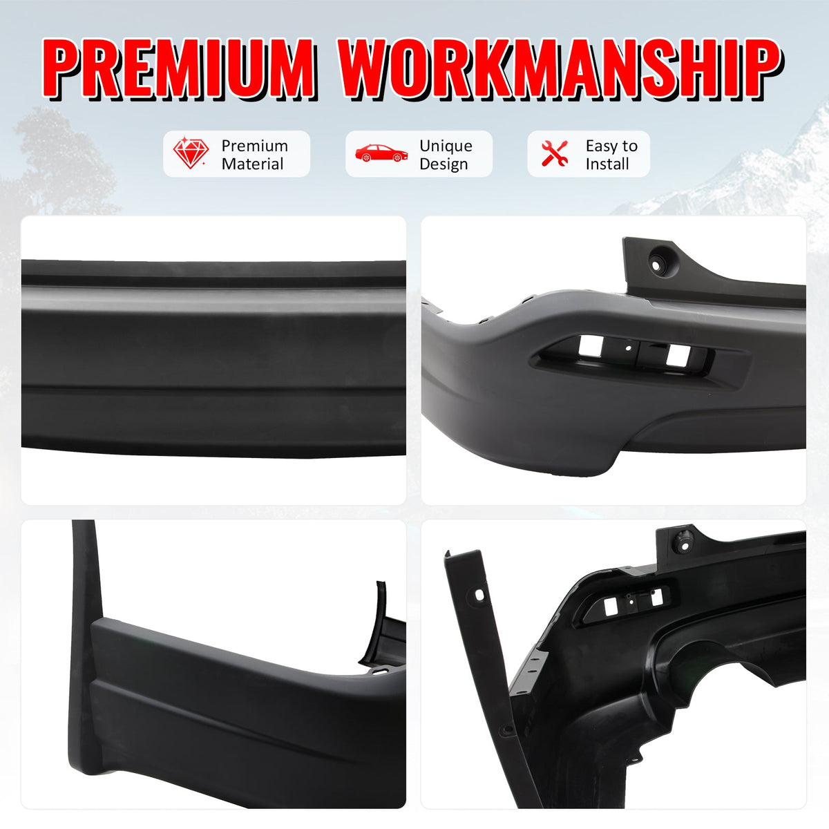 2007-2009 Honda CR-V CRV MD Style Rear Bumper Cover & Side Bracket PP