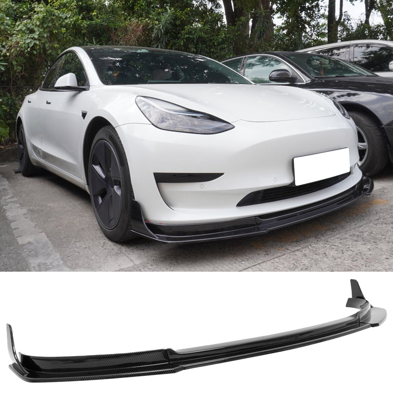 2017-2023 Tesla Model 3 V4 3PCS Front Bumper Lip w/ Winglets ABS