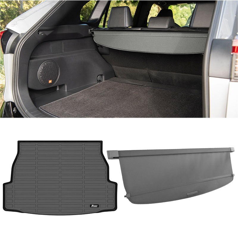 2019-2025 Toyota RAV4 3D Trunk Mat Liner + Gray Cargo Cover TPE