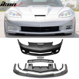 2006-2013 Corvette Z06 Style Front Bumper Cover w/ Carbon Fiber Print Lip