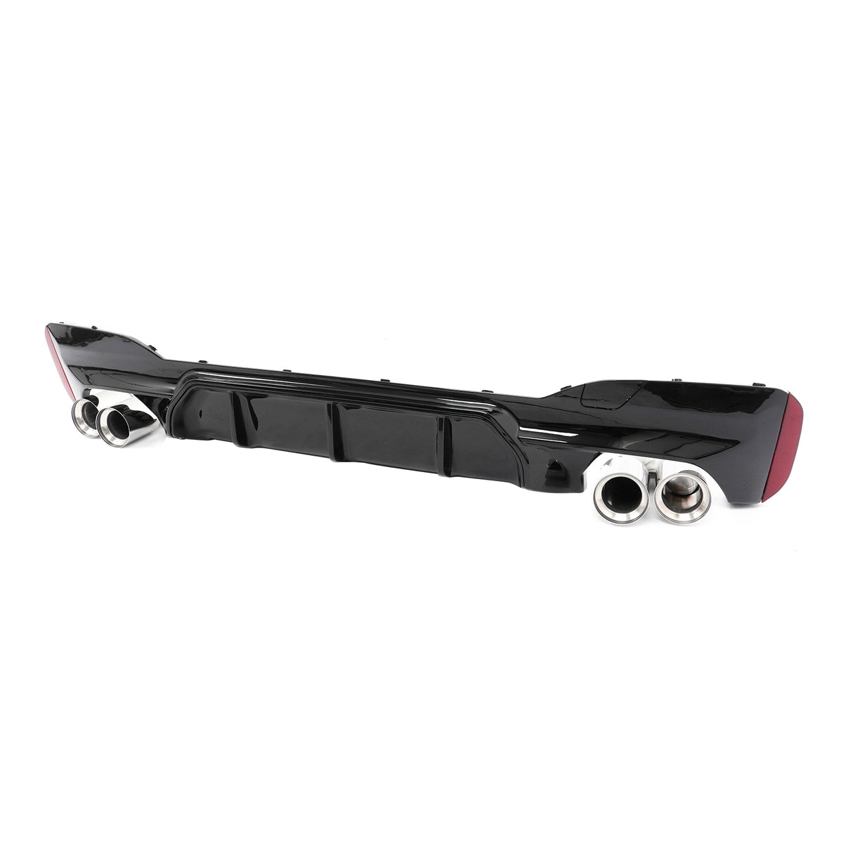 2017-2020 BMW G30 Competition Gloss Black Rear Diffuser Silver Quad Tips