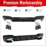 2017-2020 BMW G30 Competition Style Gloss Rear Diffuser Black Quad Tips