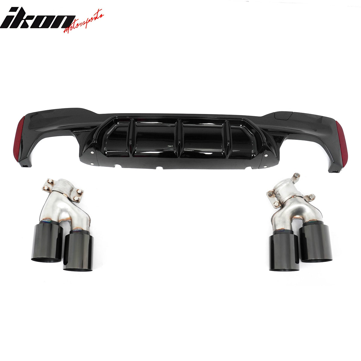 2017-2020 BMW G30 Competition Style Gloss Rear Diffuser Black Quad Tips