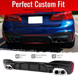 2021-2023 BMW G30 Competition Gloss Black Rear Diffuser Silver Quad Tips