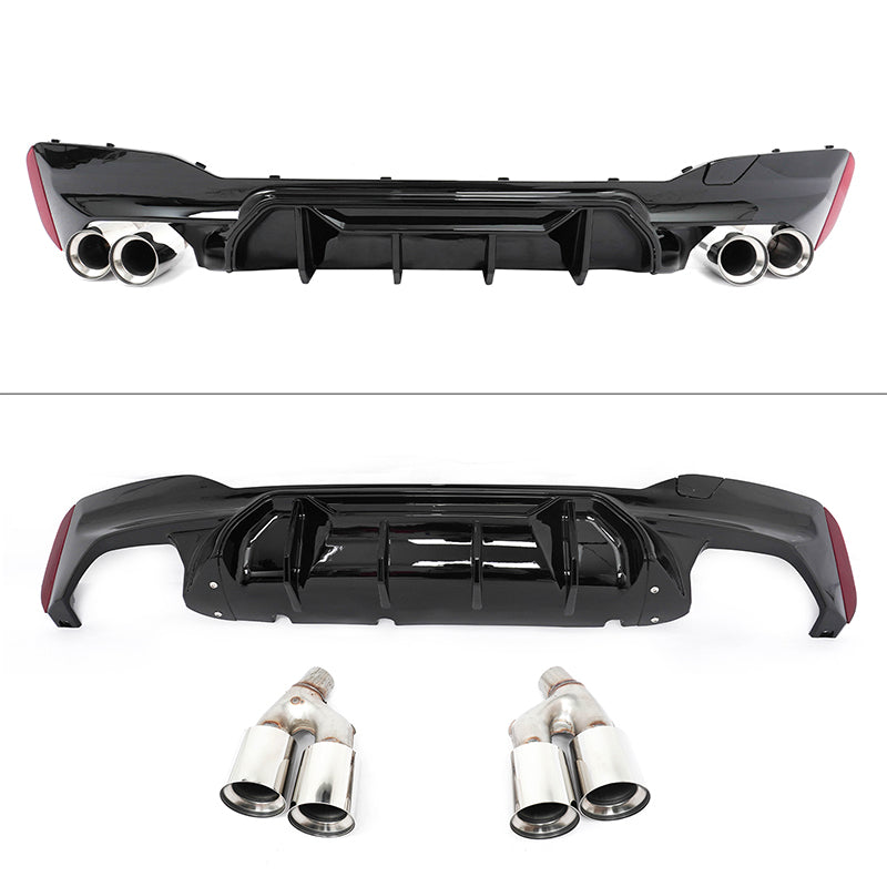 2021-2023 BMW G30 M5 MP Style Gloss Black Diffuser Silver Quad Exhaust