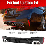 2017-2020 BMW G30 Gloss Black Rear Diffuser M5 CS Style Silver Quad Exhaust