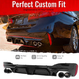 2017-2020 BMW G30 Gloss Black Rear Diffuser M5 CS Style Black Quad Exhaust
