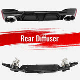 2017-2020 BMW G30 Gloss Black Rear Diffuser M5 CS Style Black Quad Exhaust