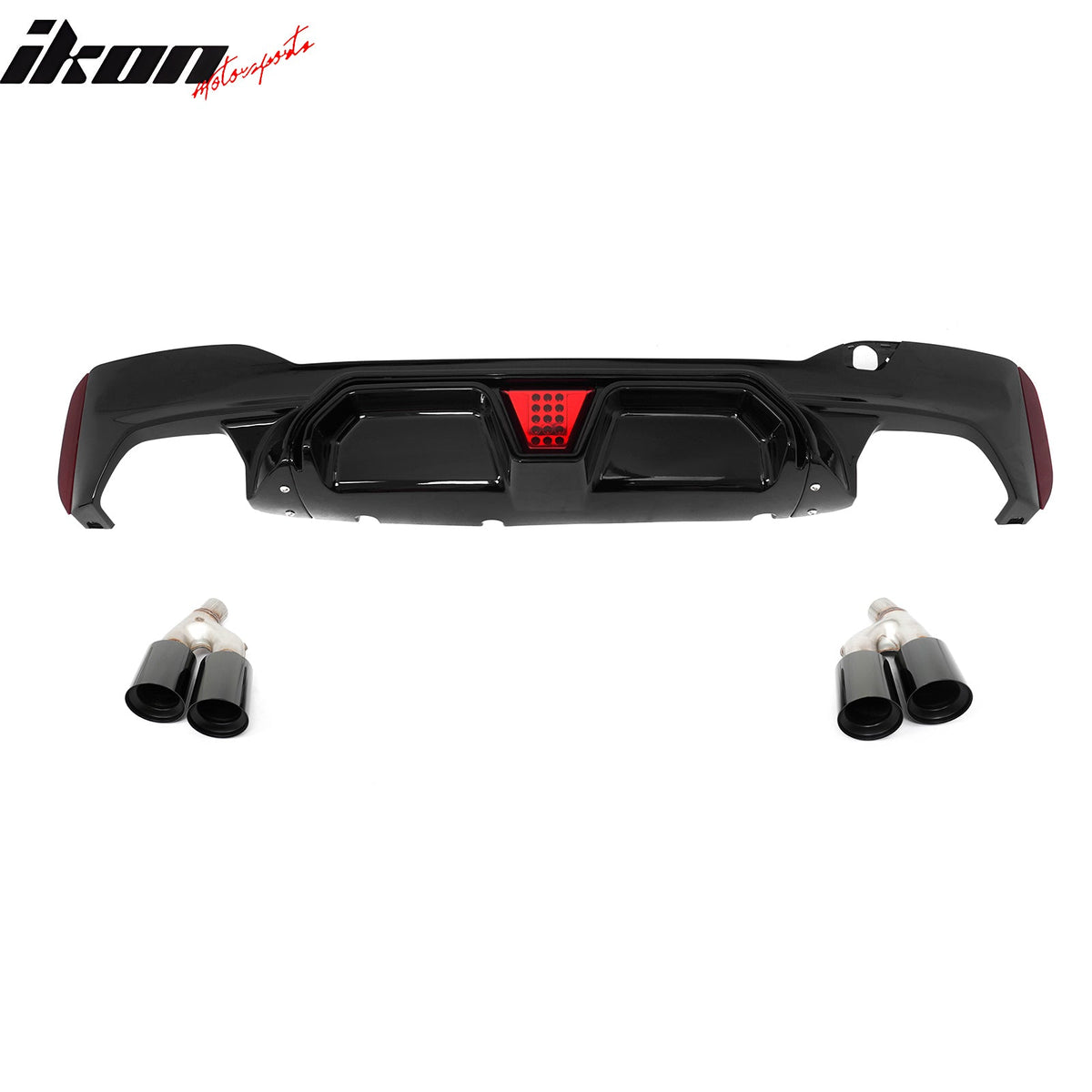 2021-2023 BMW G30 5 Series CS Style Rear Diffuser w/ LED Black Quad Exhaust