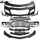 2019-2024 Chevy Camaro ZL1 Style Front Bumper Cover Gloss Black Canard
