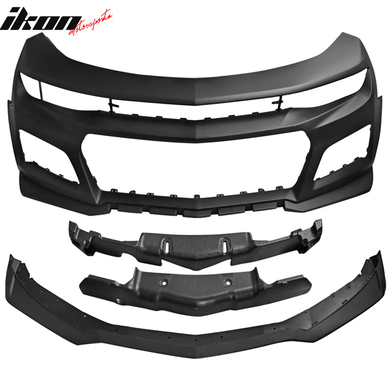 2019-2024 Chevy Camaro ZL1 Style Front Bumper Cover Gloss Black Canard