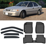 1998-2002 Toyota Corolla 3D Molded Floor Mat Carpet TPE Window Visors