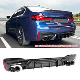 2021-2023 BMW G30 5 Series MP Style Rear Diffuser+ Black Quad Exhaust