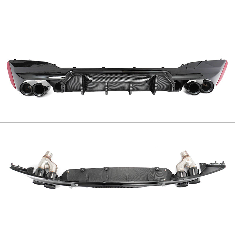 2021-2023 BMW G30 5 Series MP Style Rear Diffuser+ Black Quad Exhaust