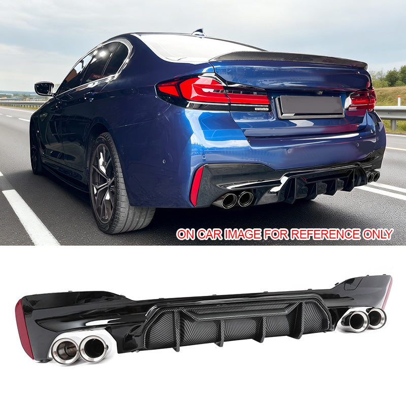 2021-2023 BMW G30 5 Series MP Style Rear Diffuser+ Silver Quad Exhaust