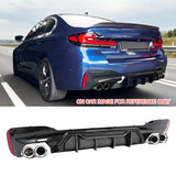 2021-2023 BMW G30 5 Series MP Style Rear Diffuser+ Silver Quad Exhaust