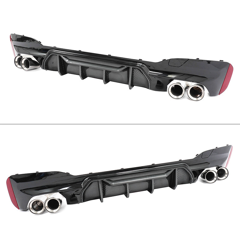 2021-2023 BMW G30 5 Series MP Style Rear Diffuser+ Silver Quad Exhaust
