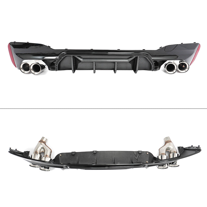 2021-2023 BMW G30 5 Series MP Style Rear Diffuser+ Silver Quad Exhaust