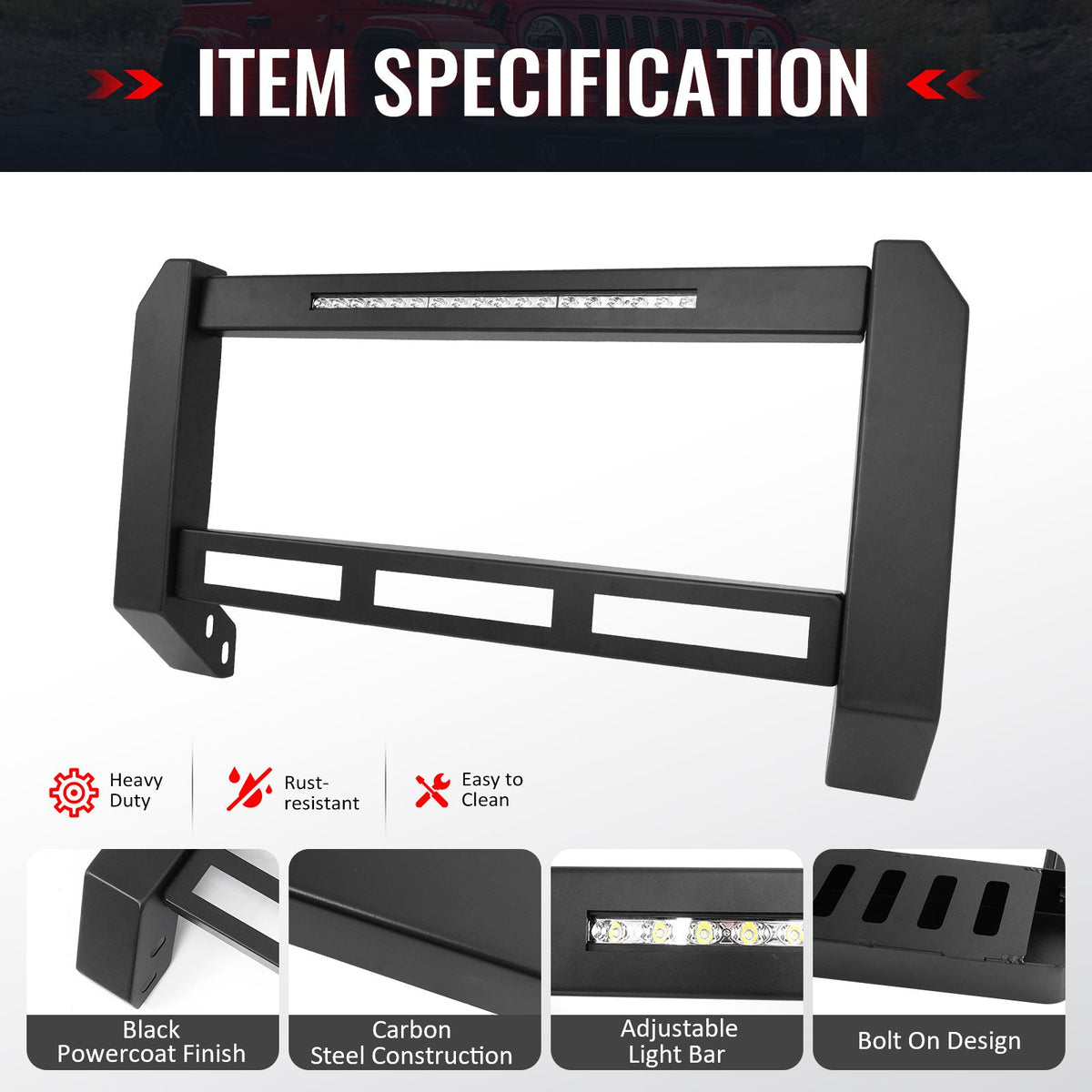 2007-2019 Chevy Silverado & GMC Sierra 1500 Bumper Grille Guard W/LED