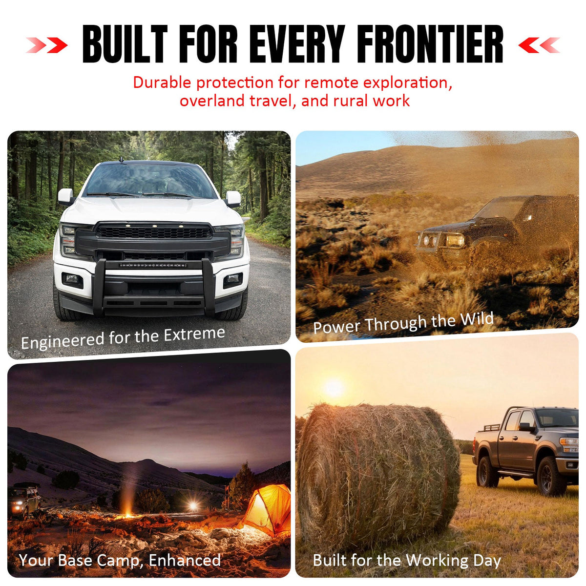 2015-2020 Ford F-150 Bull Bar Front Brush Bumper Grille Guard W/LED