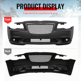 2011-2014 Chrysler 300 SRT8 Style Front Bumper Cover Unpainted Black PP Conversion with Gloss Black Upper Lower Grilles