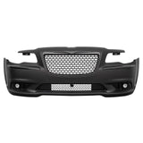 2011-2014 Chrysler 300 SRT8 Style Front Bumper Cover Unpainted Black PP Conversion with Gloss Black Upper Lower Grilles