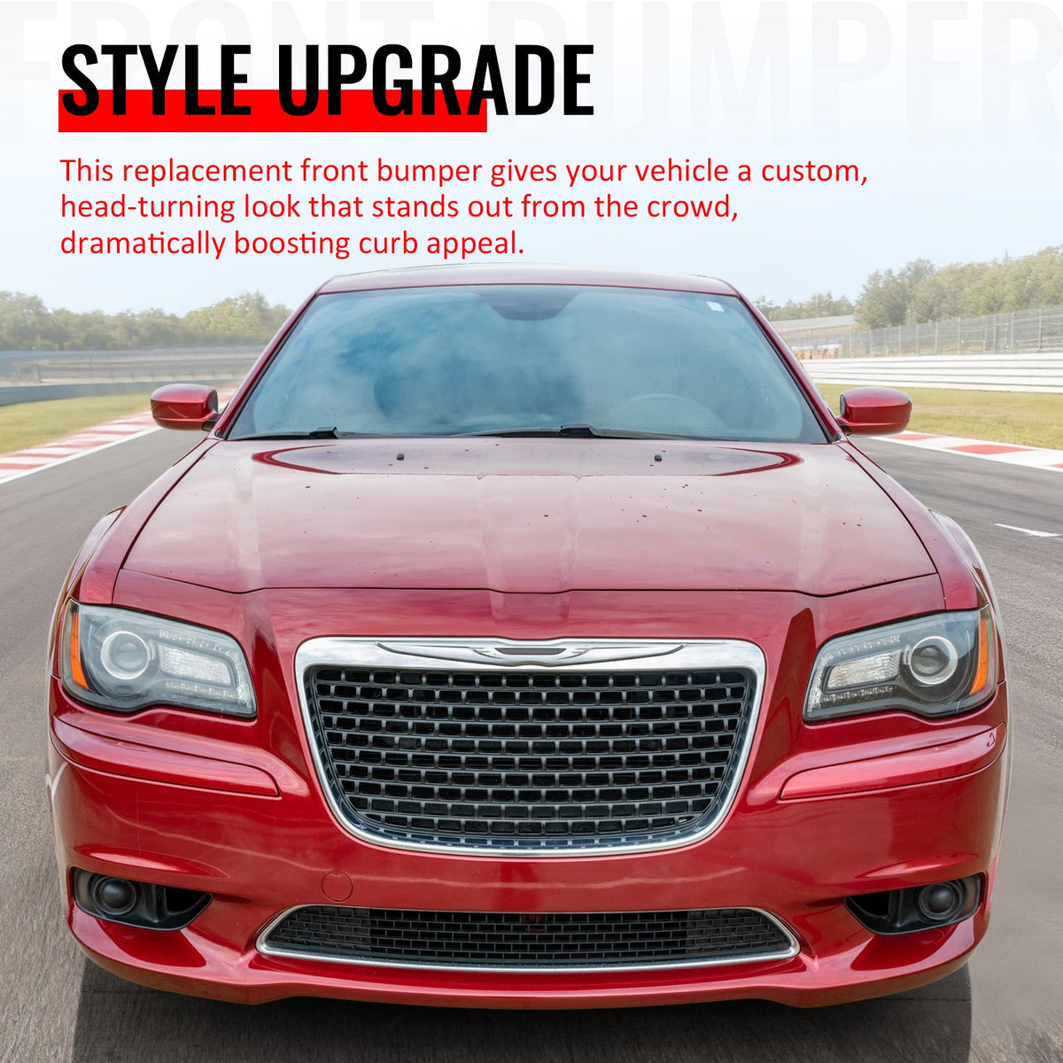 2011-2014 Chrysler 300 SRT8 Chrome& Gloss Black Front Bumper Upper Lower Grille ABS w/ Halogen Fog Lights