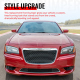 2011-2014 Chrysler 300 SRT8 Chrome& Gloss Black Front Bumper Upper Lower Grille ABS w/ Halogen Fog Lights