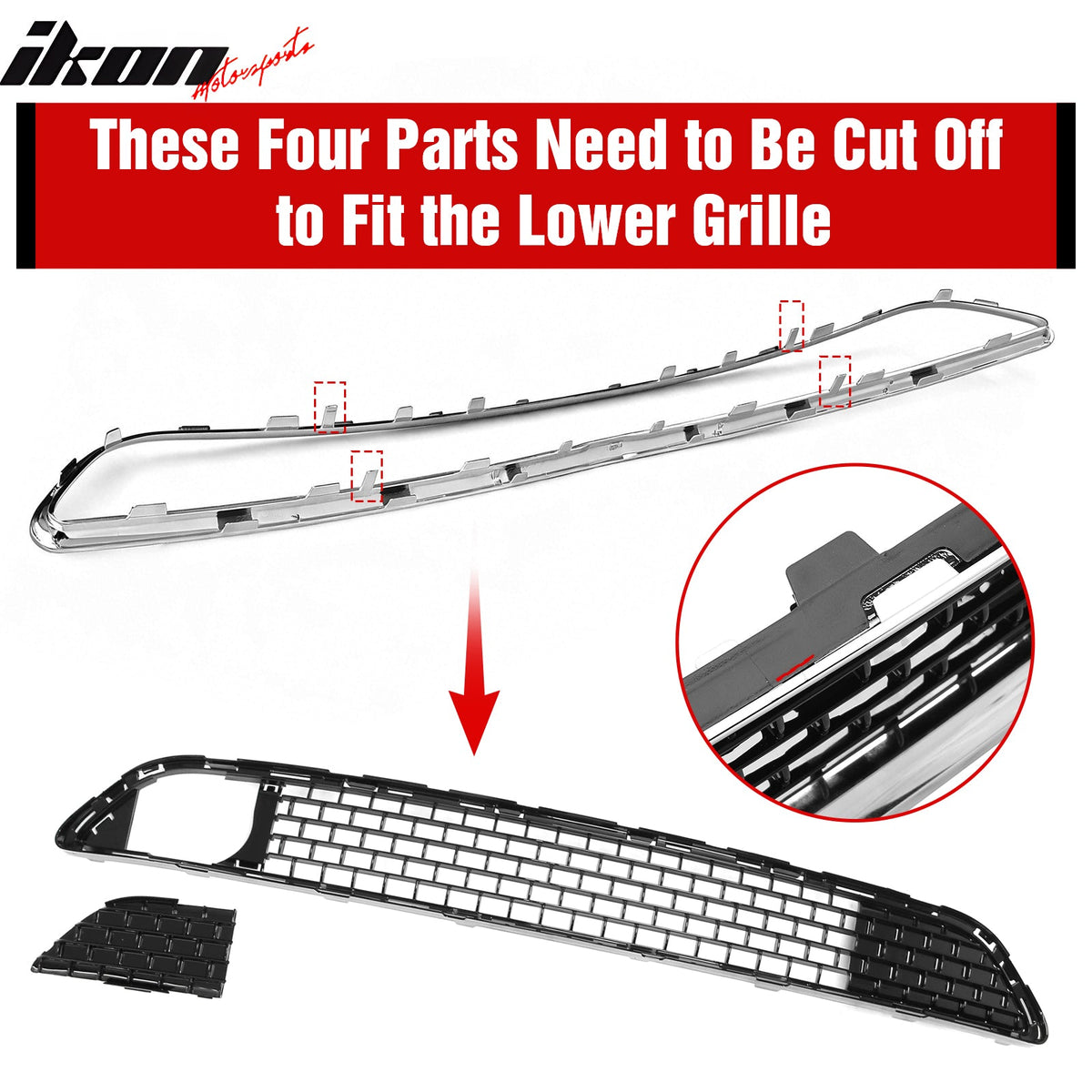 2011-2014 Chrysler 300 SRT8 Chrome& Gloss Black Front Bumper Upper Lower Grille ABS w/ Halogen Fog Lights