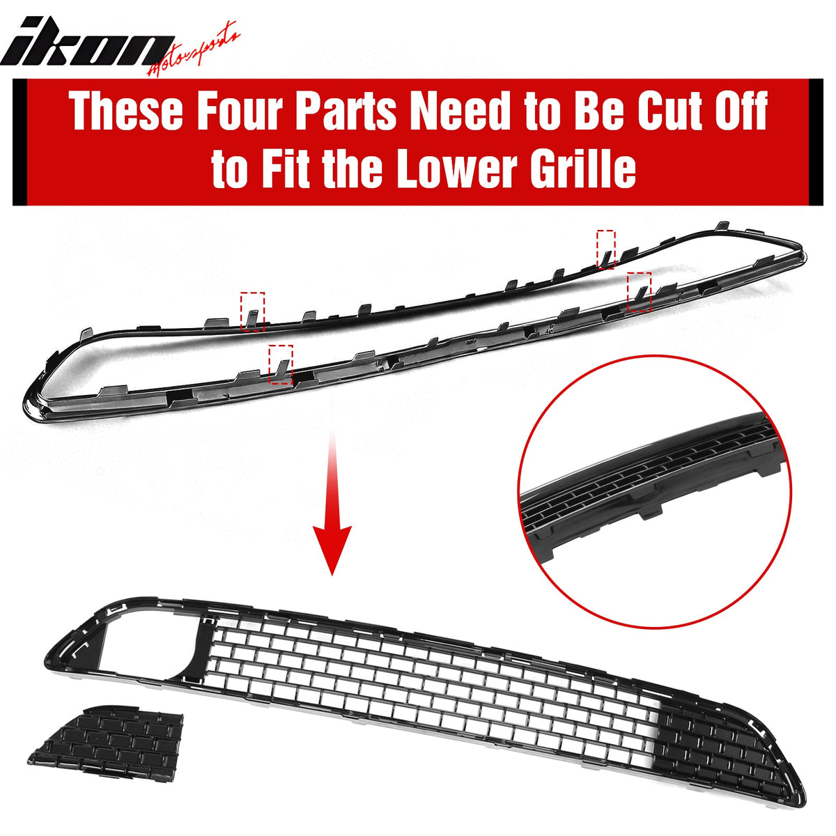 2011-2014 Chrysler 300 SRT8 Gloss Black Front Bumper Upper Lower Grille ABS w/ Halogen Fog Lights