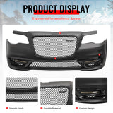 2015-2023 Chrysler 300 SRT Style Front Bumper Cover Unpainted Black PP Replacement Conversion with DRL, Fog Lights and Matte Black Upper Lower Grille