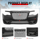 2015-2023 Chrysler 300 Sport Style Front Bumper Cover Unpainted Black PP Replacement Conversion with DRL, Fog Light and Matte Black Upper Lower Grille