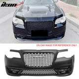 2015-2023 Chrysler 300 Sport Style Front Bumper Cover Unpainted Black PP Replacement Conversion with DRL, Fog Light and Matte Black Upper Lower Grille