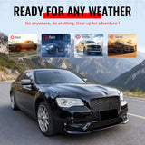 2015-2023 Chrysler 300 Sport Style Front Bumper Cover Unpainted Black PP Replacement Conversion with DRL, Fog Light and Gloss Black Upper Lower Grille