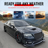 2015-2023 Chrysler 300 SRT Style Front Bumper Cover Unpainted Black PP Conversion with DRL, Fog Lights, Gloss Black Upper/Lower Grille and Lip