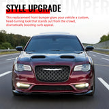 2015-2023 Chrysler 300 300S Style Front Bumper Cover Unpainted Black PP Conversion with DRL, Fog Lights, Gloss Black Upper/Lower Grille and Lip