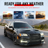 2015-2023 Chrysler 300 300S Style Front Bumper Cover Unpainted Black PP Conversion with DRL, Fog Lights, Gloss Black Upper/Lower Grille and Lip
