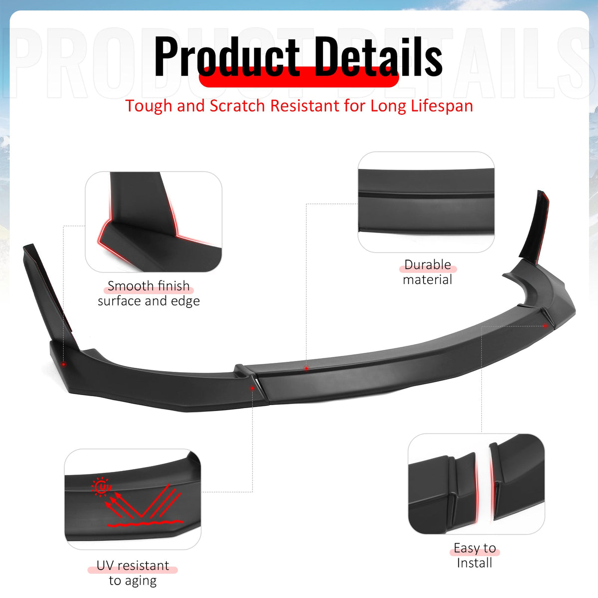 2023-2026 Nissan Z 400Z VRS Style Matte Black Front Bumper Lip W/ Winglets ABS